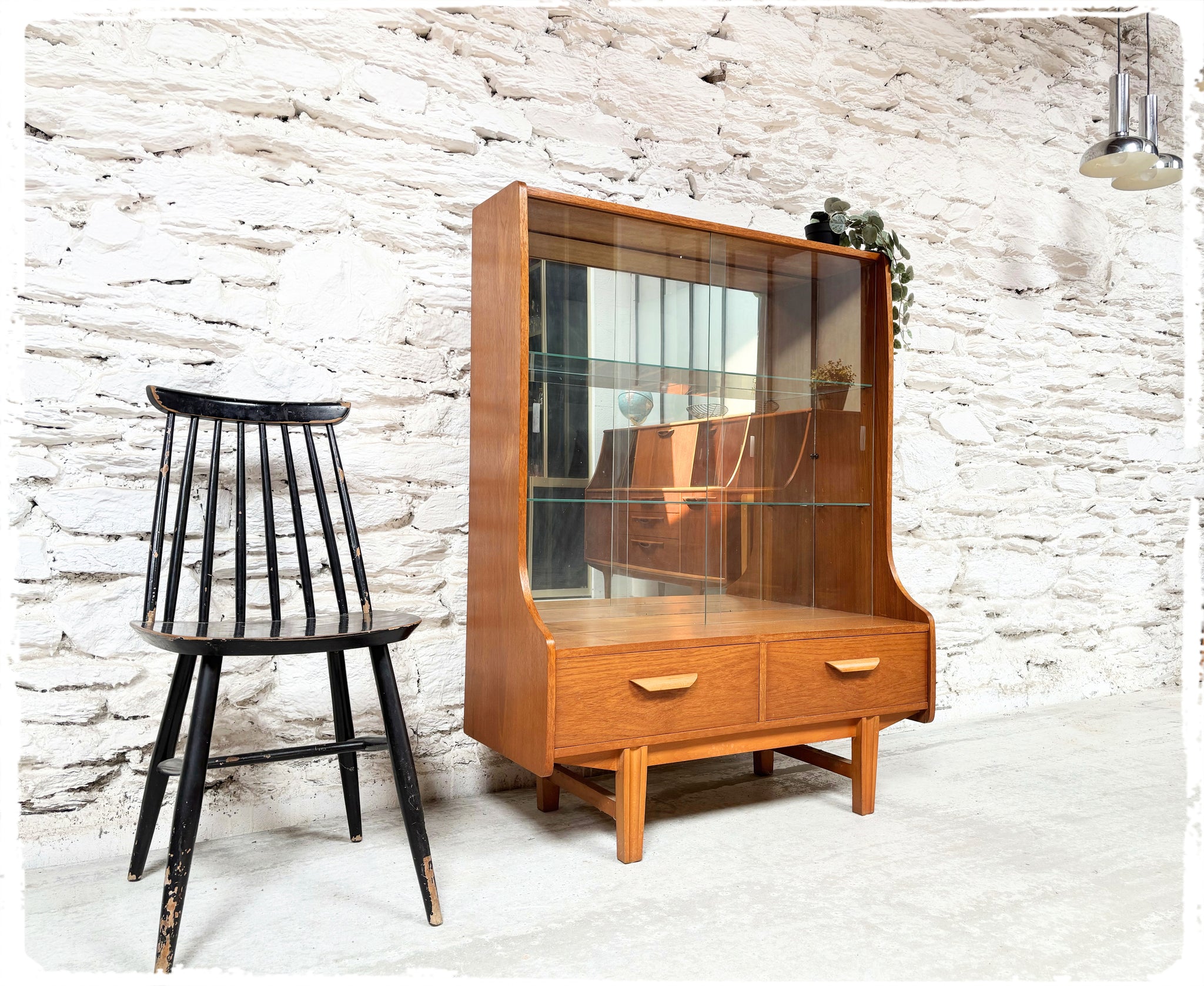 Bibliothèque Bibus Vitrine Vintage Style Scandinave en Teck Blond