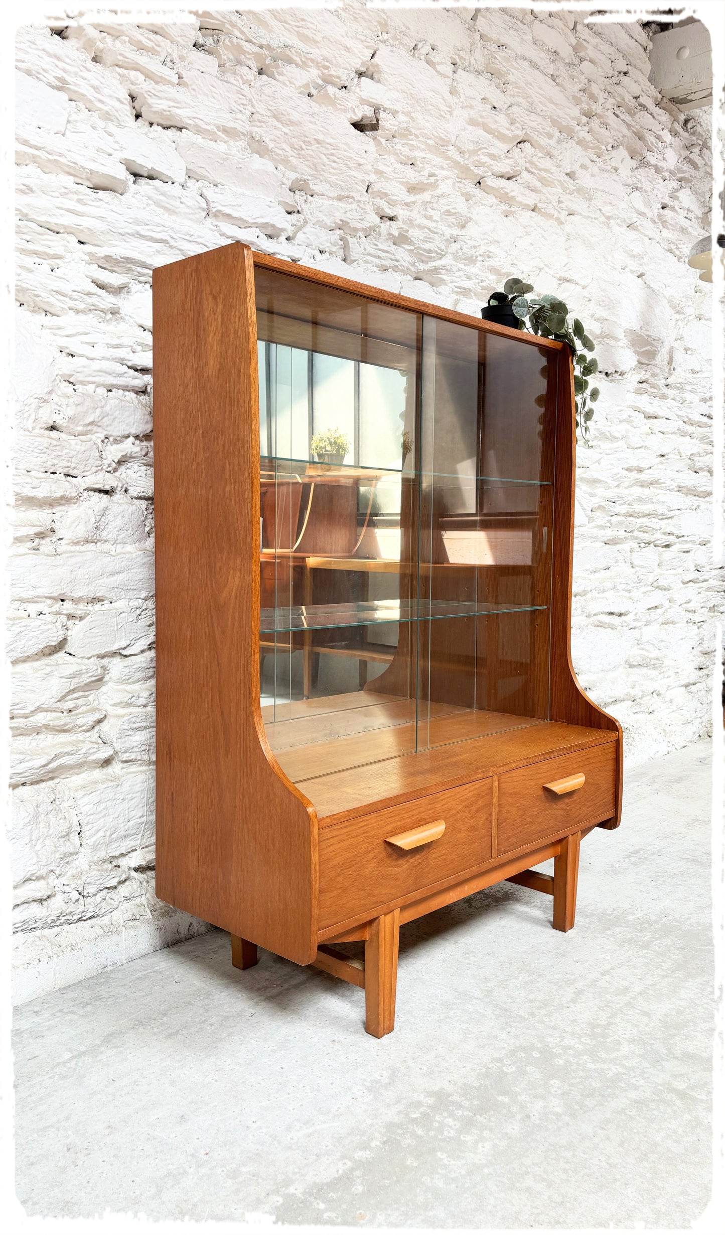 Bibliothèque Bibus Vitrine Vintage Style Scandinave en Teck Blond