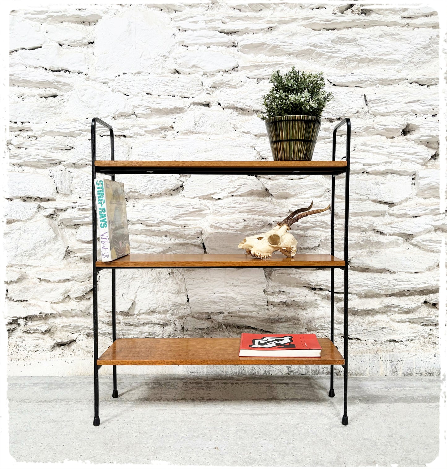 Petite Bibliothèque Étagère Vintage en Métal et Bois Style String