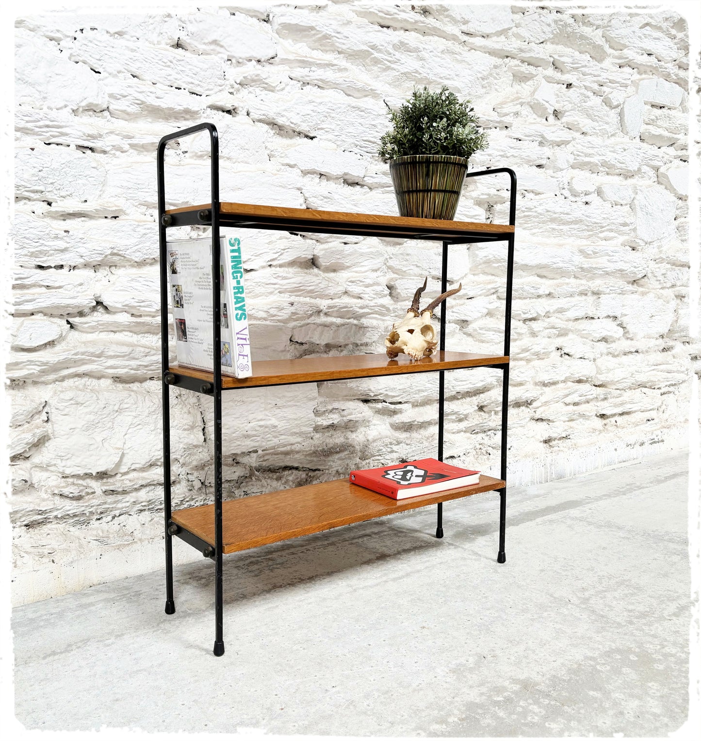 Petite Bibliothèque Étagère Vintage en Métal et Bois Style String