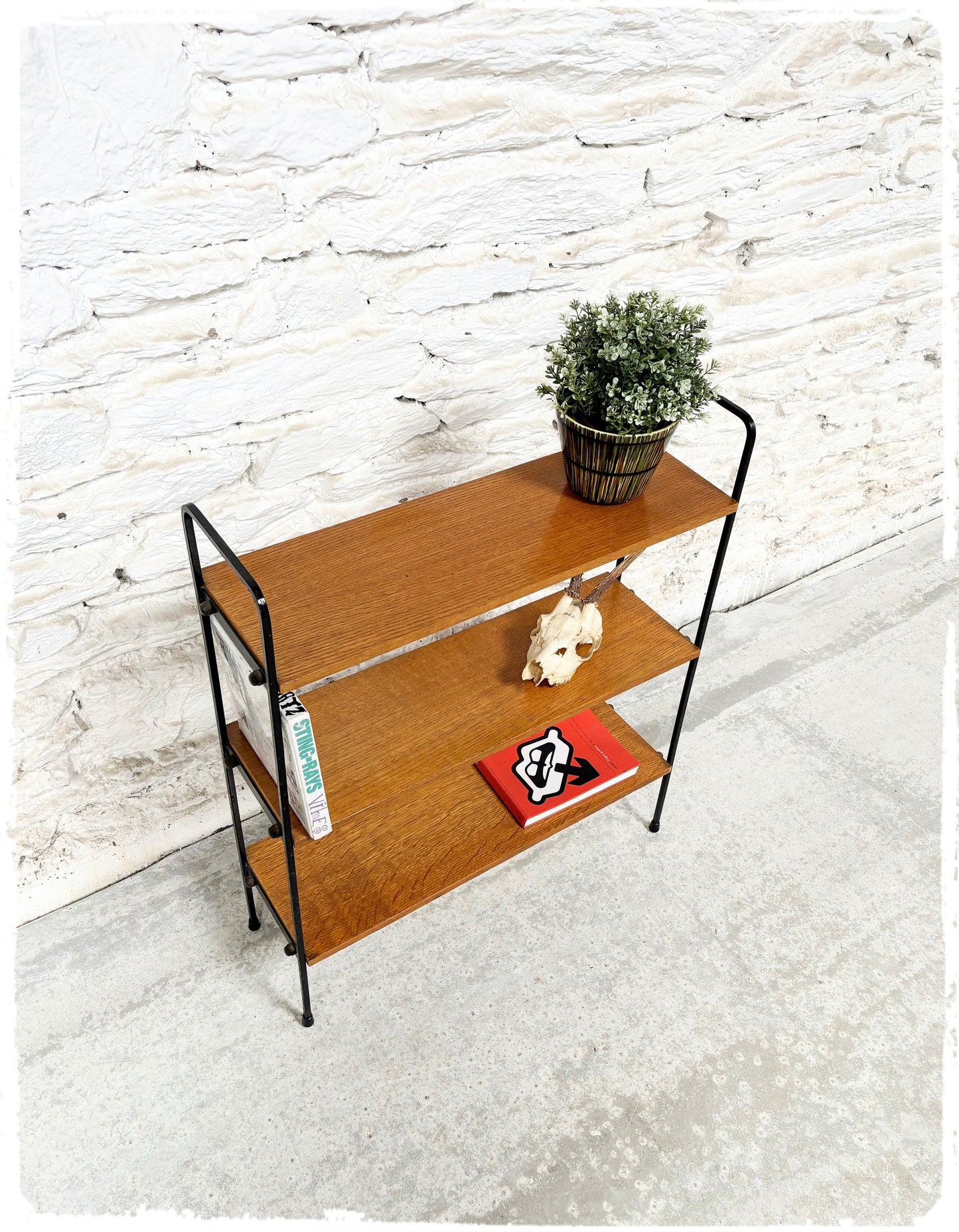 Petite Bibliothèque Étagère Vintage en Métal et Bois Style String