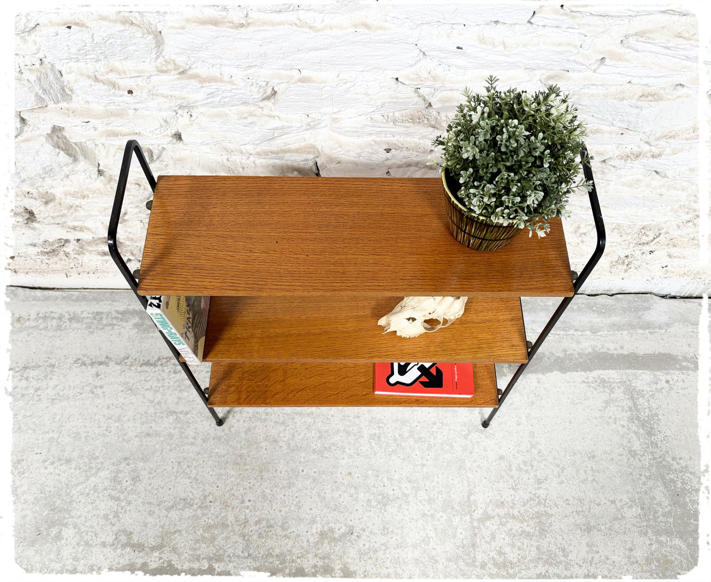 Petite Bibliothèque Étagère Vintage en Métal et Bois Style String
