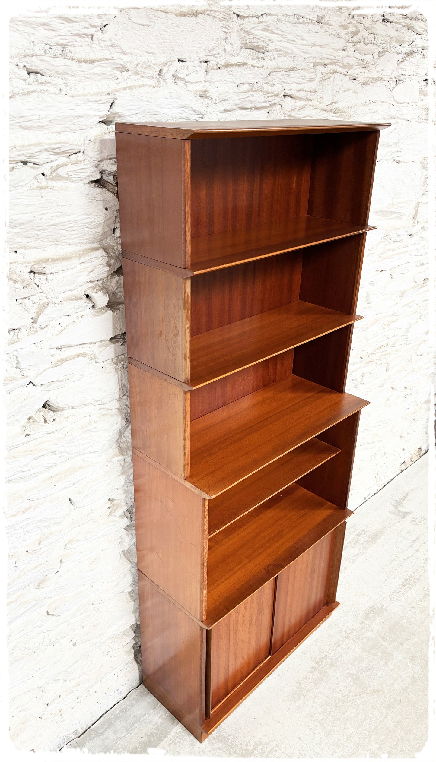 Bibliothèque Vintage Oscar Didier Rozaffy Années 60 en Sapelli
