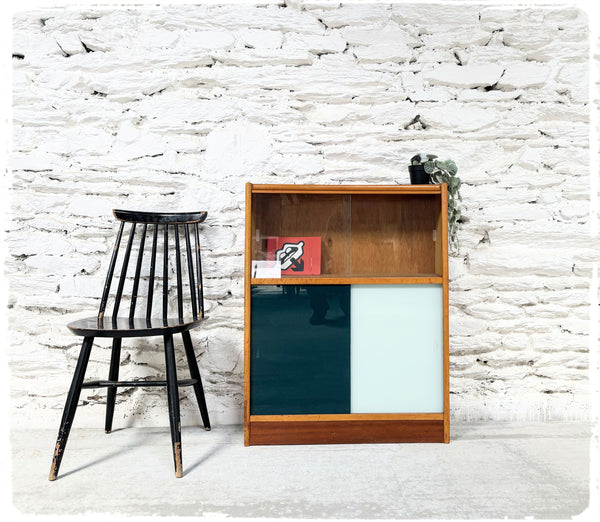 Petite Bibliothèque Vitrine Bibus Vintage Années 60 Bois Exotique