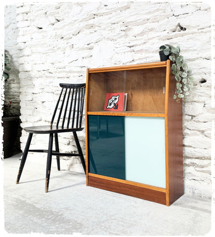 Petite Bibliothèque Vitrine Bibus Vintage Années 60 Bois Exotique