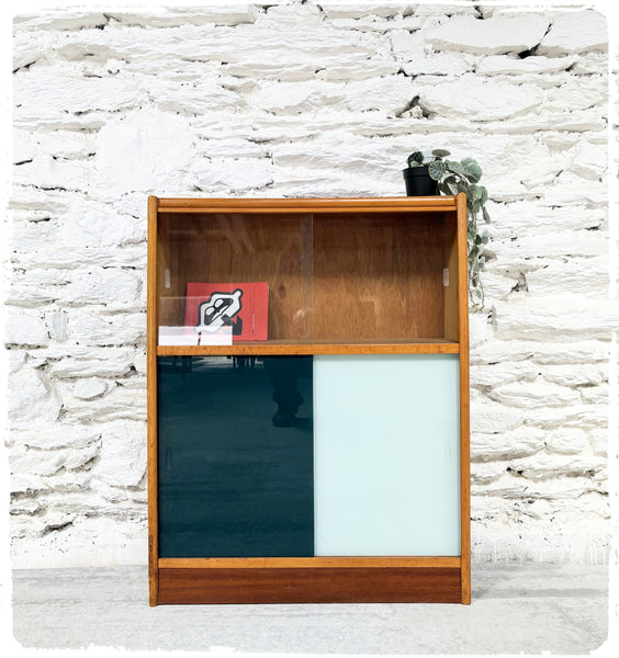Petite Bibliothèque Vitrine Bibus Vintage Années 60 Bois Exotique