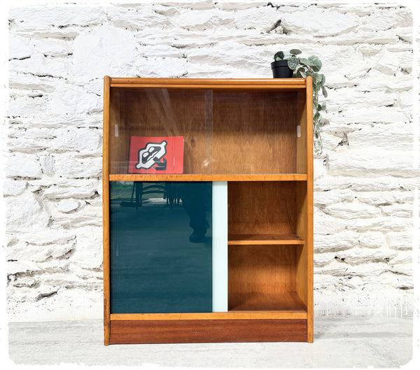 Petite Bibliothèque Vitrine Bibus Vintage Années 60 Bois Exotique
