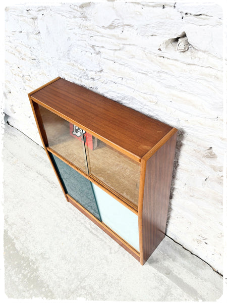 Petite Bibliothèque Vitrine Bibus Vintage Années 60 Bois Exotique