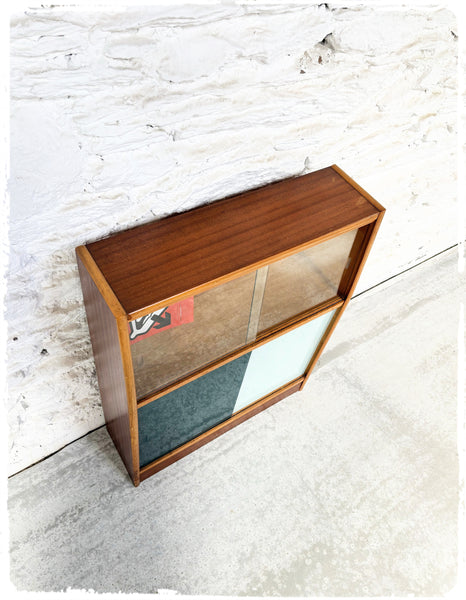 Petite Bibliothèque Vitrine Bibus Vintage Années 60 Bois Exotique