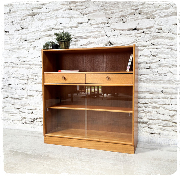 Bibliothèque Vitrine Bibus Vintage Nathan en Teck Blond
