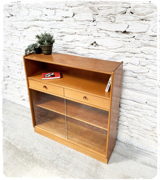 Bibliothèque Vitrine Bibus Vintage Nathan en Teck Blond