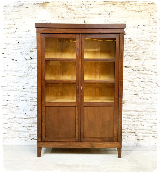 Bibliothèque Vitrine Vaisselier Vintage en Bois Massif