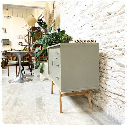 Buffet Vintage Pieds Compas Revisité Gris Vert