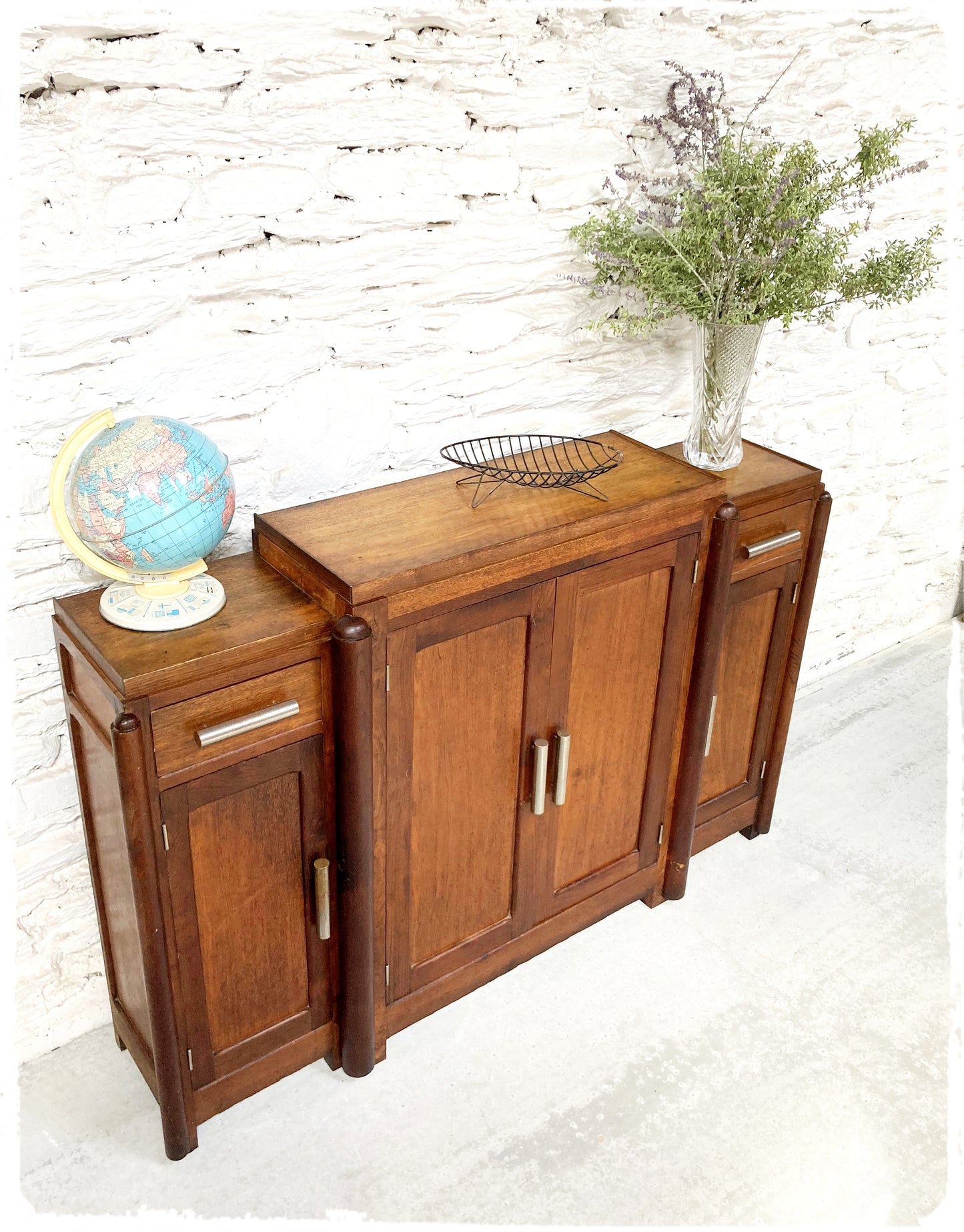 Buffet Meuble d'Entrée Vintage Art Déco Bois Massif