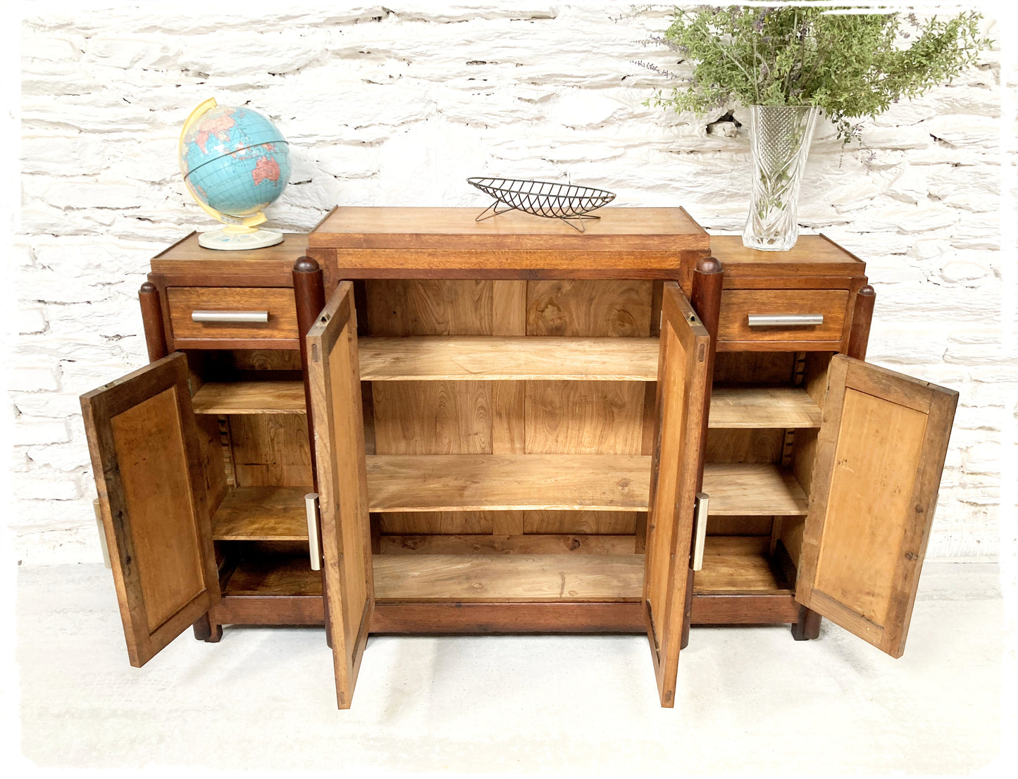 Buffet Meuble d'Entrée Vintage Art Déco Bois Massif