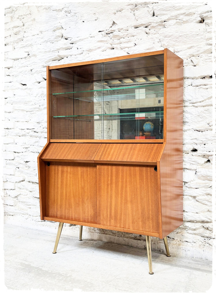 vintage atelier Rangement Buffet Vitrine Vintage Pieds Compas Métal Doré