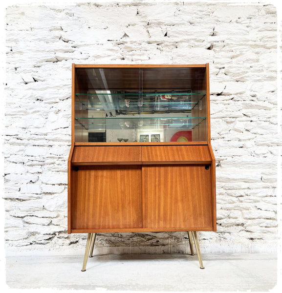 Buffet Vitrine Vintage Pieds Compas Métal Doré