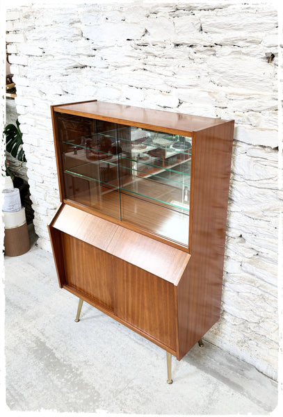 Buffet Vitrine Vintage Pieds Compas Métal Doré