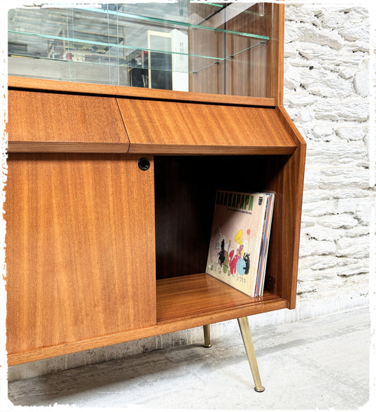Buffet Vitrine Vintage Pieds Compas Métal Doré