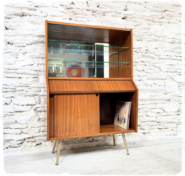 Buffet Vitrine Vintage Pieds Compas Métal Doré