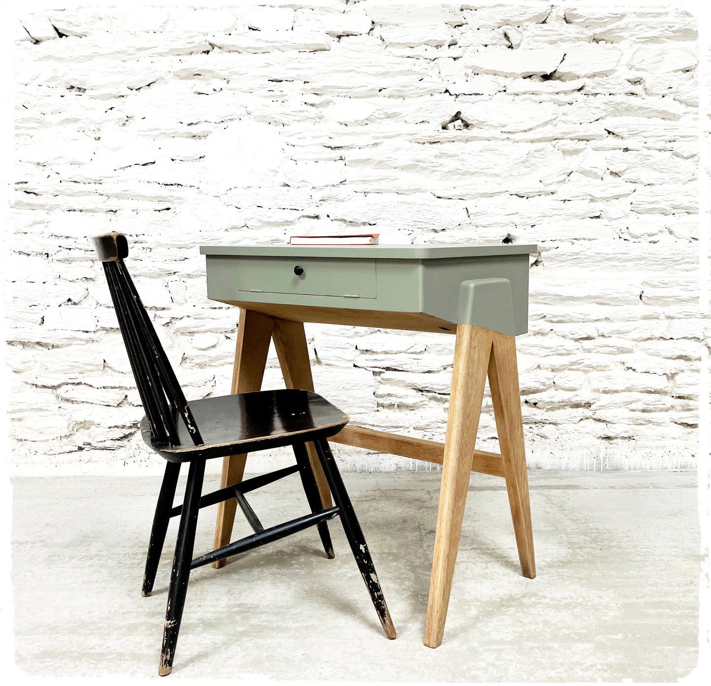Bureau Pupitre Console Vintage Pieds Compas Revisité