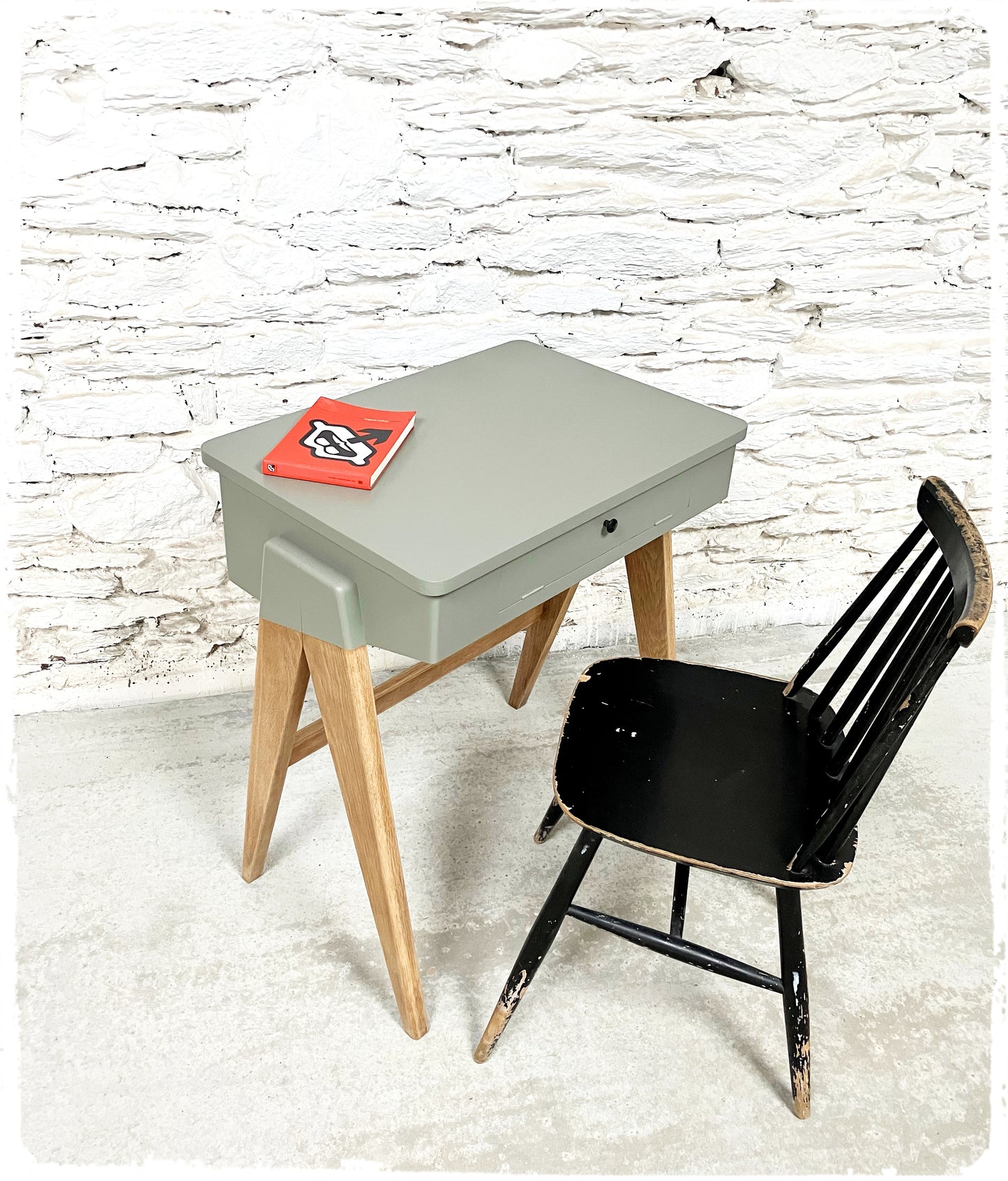 Bureau Pupitre Console Vintage Pieds Compas Revisité