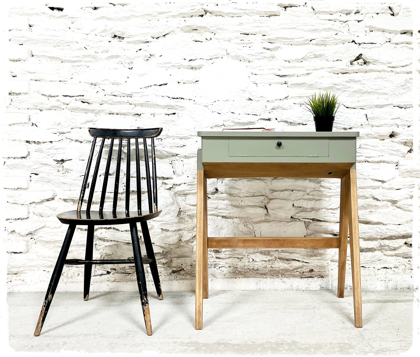 Bureau Pupitre Console Vintage Pieds Compas Revisité