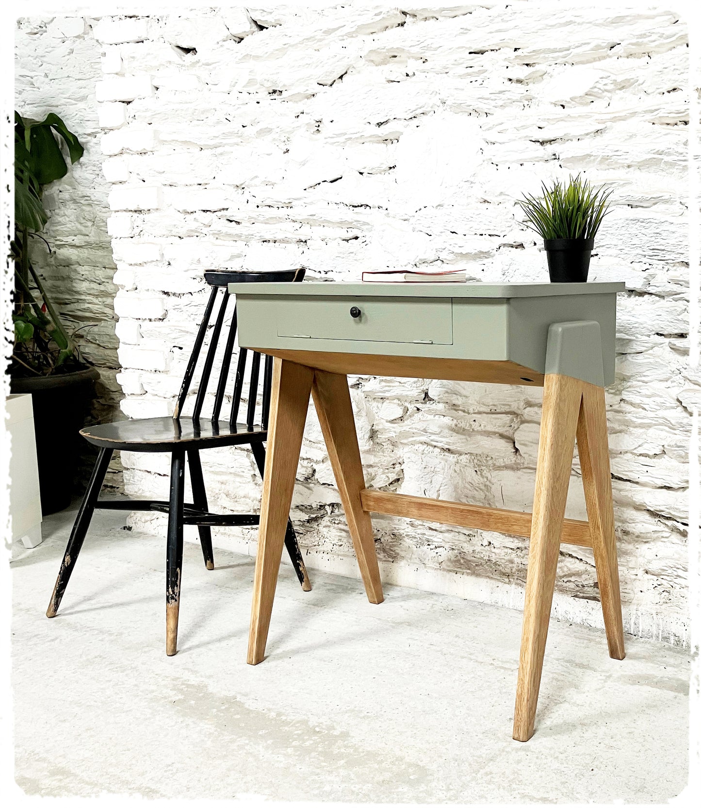 Bureau Pupitre Console Vintage Pieds Compas Revisité