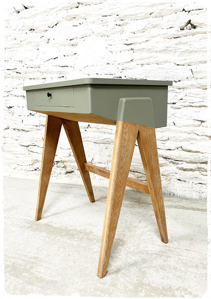 Bureau Pupitre Console Vintage Pieds Compas Revisité