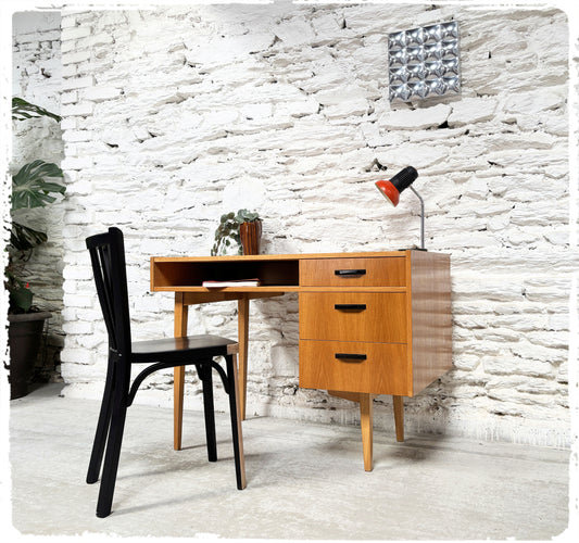 Bureau Vintage Années 60 Bois Doré