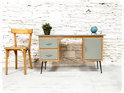 Bureau Vintage Pieds Compas Métal Revisité