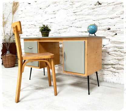 Bureau Vintage Pieds Compas Métal Revisité