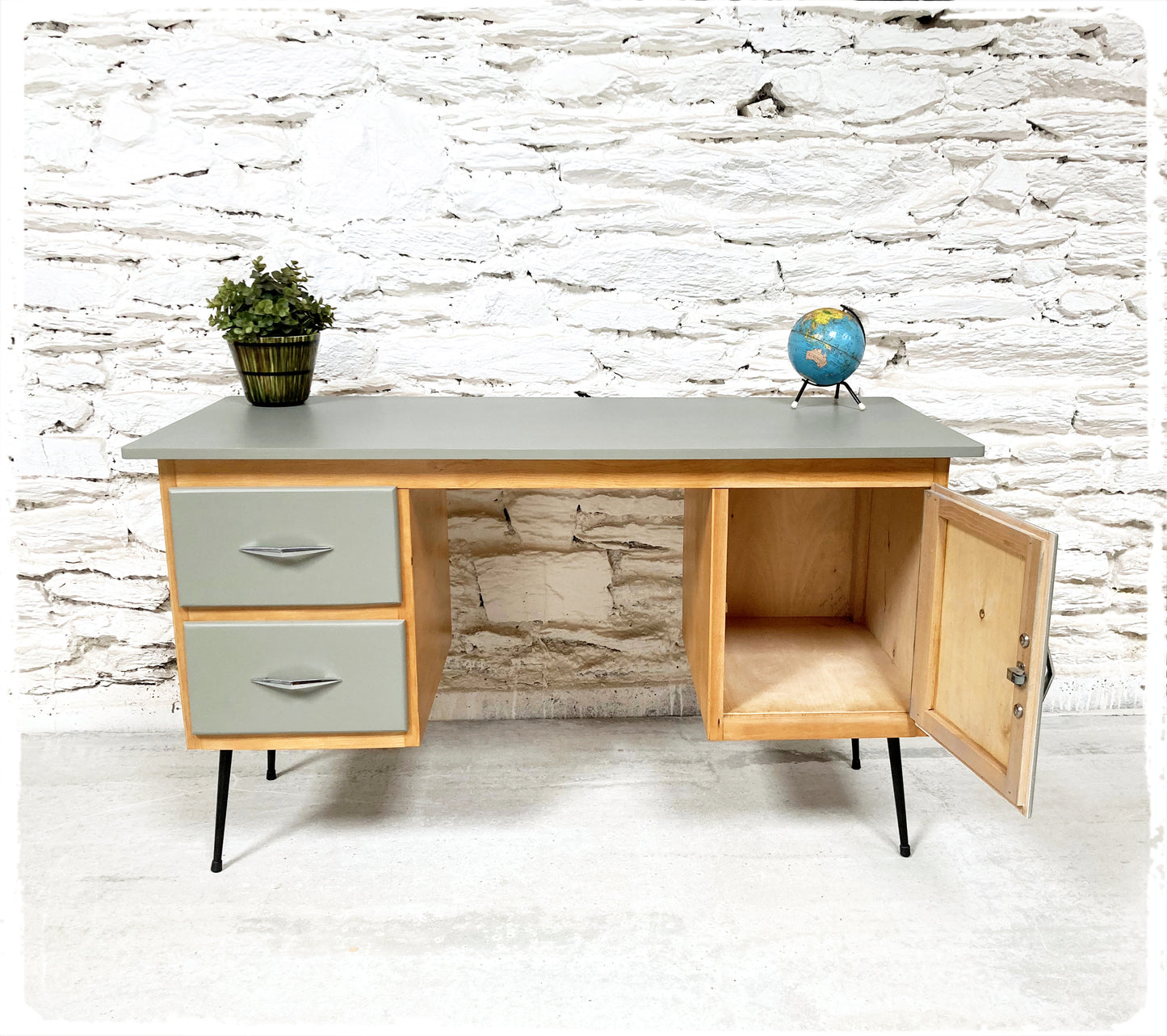 Bureau Vintage Pieds Compas Métal Revisité