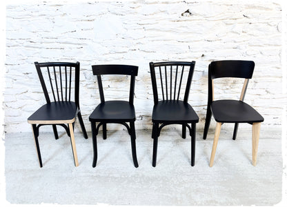 Suite de 4 Chaises Bistrot Vintage Dépareillées Revisitées