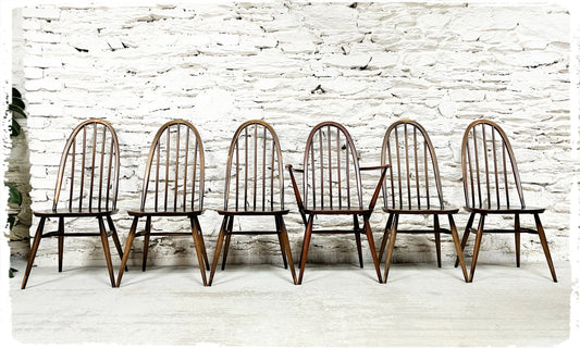 Set de Chaises et Fauteuil Windsor Vintage Ercol Quaker