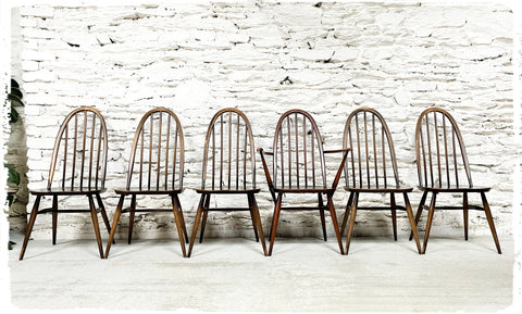 Set de Chaises et Fauteuil Windsor Vintage Ercol Quaker