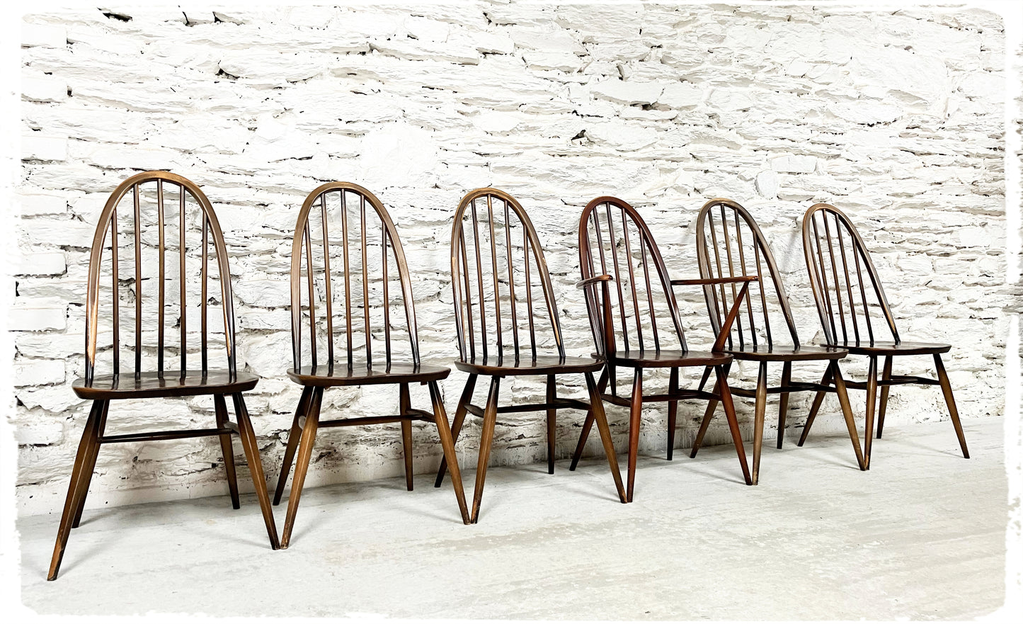 Set de Chaises et Fauteuil Windsor Vintage Ercol Quaker