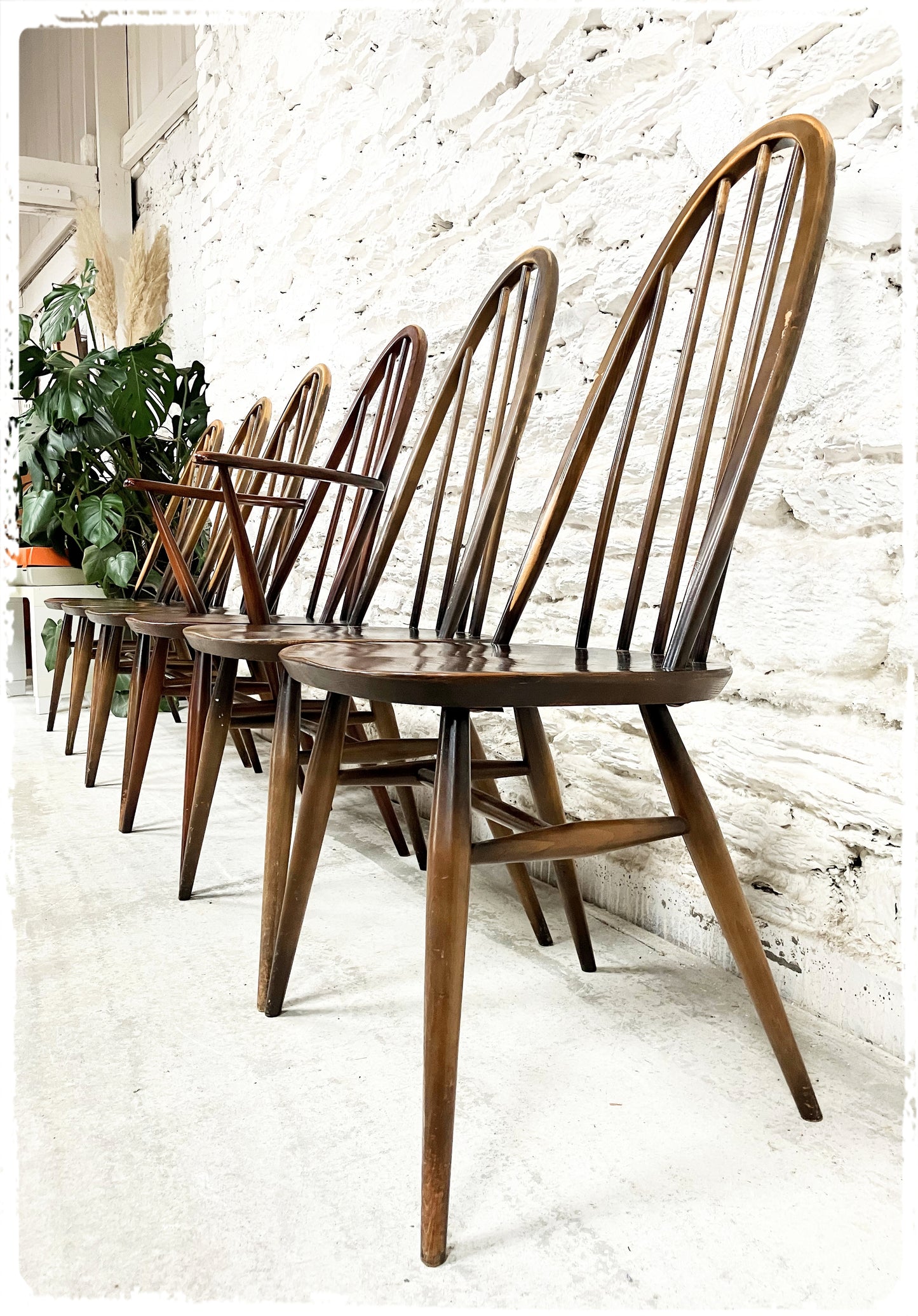 Set de Chaises et Fauteuil Windsor Vintage Ercol Quaker