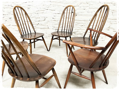 Set de Chaises et Fauteuil Windsor Vintage Ercol Quaker