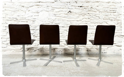 Ensemble de 4 Chaises Vintage 70s Pivotantes Skaï Pieds Croix en Métal