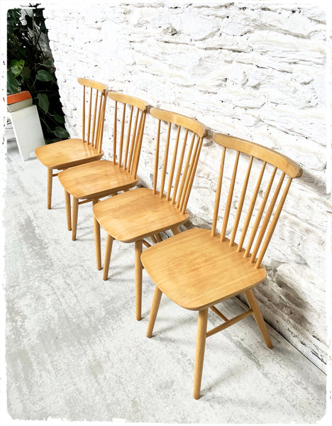 Suite de 4 Chaises Vintage Pieds Compas Style Scandinave