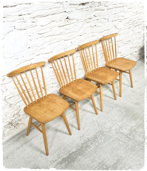 Suite de 4 Chaises Vintage Pieds Compas Style Scandinave