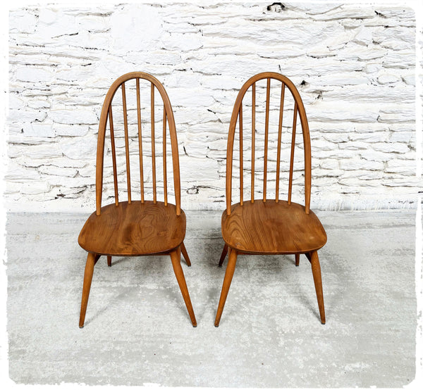 Paire de Chaises Windsor Vintage Ercol Quaker en Orme