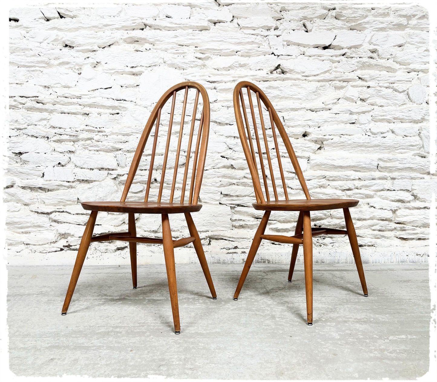 Paire de Chaises Windsor Vintage Ercol Quaker en Orme