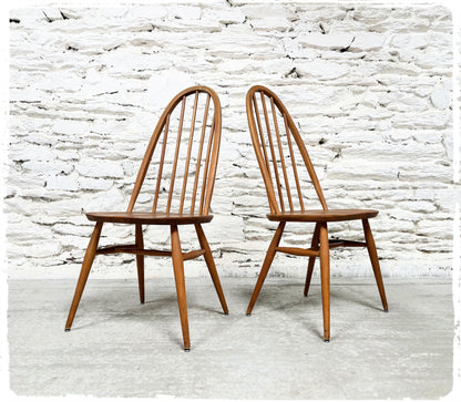 Paire de Chaises Windsor Vintage Ercol Quaker en Orme