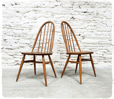 Paire de Chaises Windsor Vintage Ercol Quaker en Orme