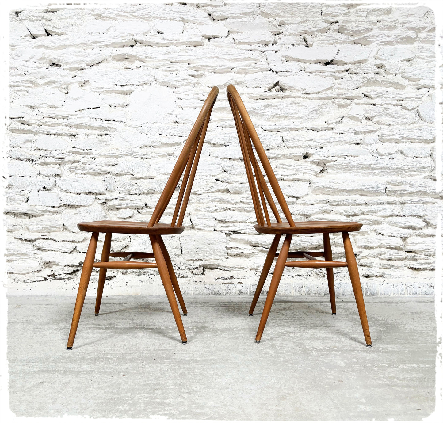 Paire de Chaises Windsor Vintage Ercol Quaker en Orme