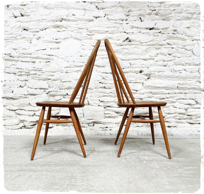 Paire de Chaises Windsor Vintage Ercol Quaker en Orme