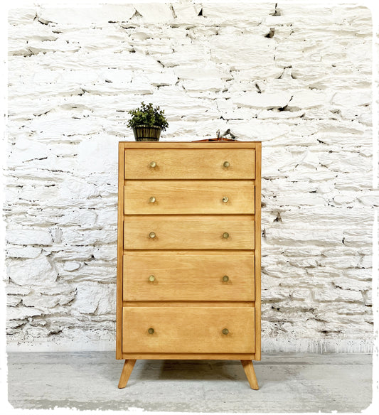 Chiffonnier Commode Haute Vintage Pieds Compas Années 50