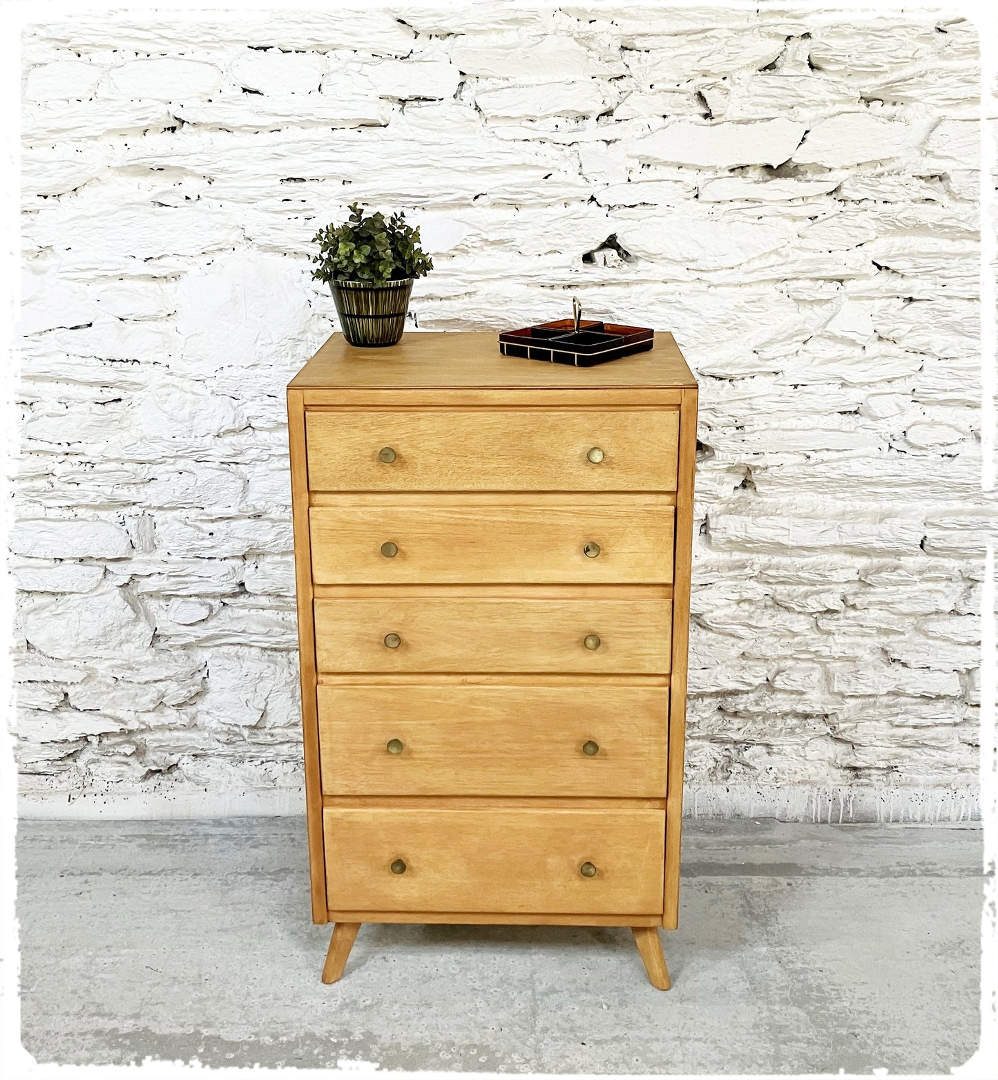 Chiffonnier Commode Haute Vintage Pieds Compas Années 50